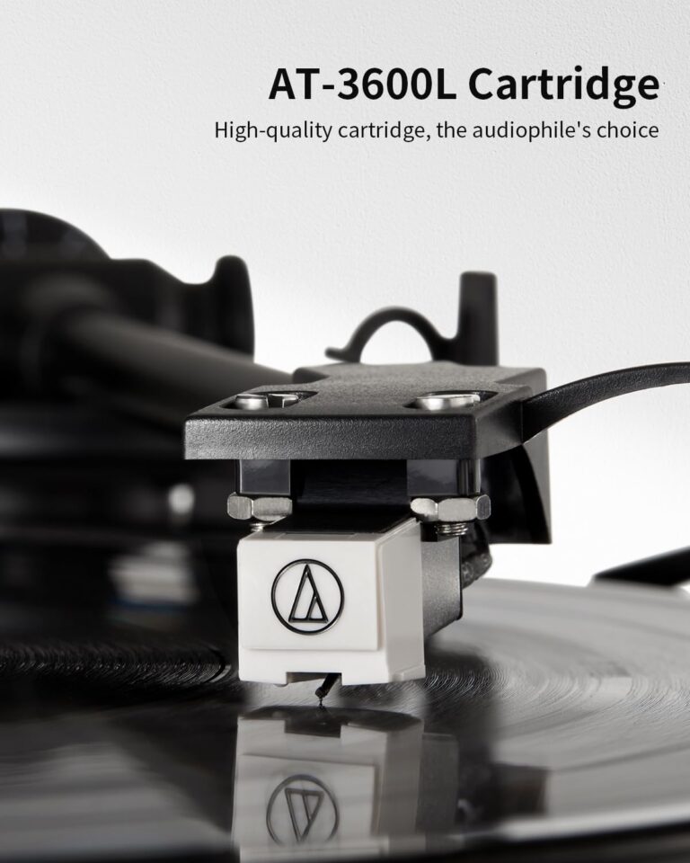 ANGELS HORN Vinyl Record Player, Hi-Fi System Bluetooth Turntable Players with Stereo Bookshelf Speakers, Built-in Phono Preamp, Belt Drive 2-Speed, Adjustable Counterweight, AT-3600L - Image 5