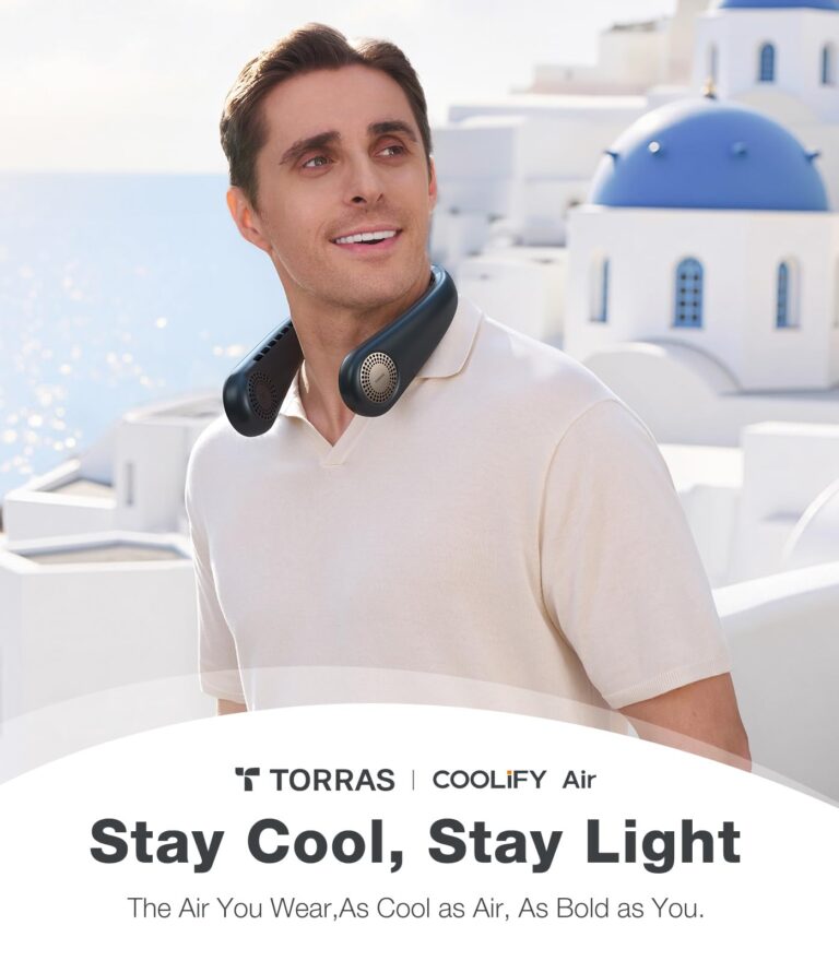 TORRAS COOLiFY Air 2025 Upgraded Neck Fan Air Conditioner, Ultra-Light Portable Fan Rechargeable, Personal Cooling Neck Device with 3 Modes Cool/Cooler/Heat for Travel, Working, Outdoor, Black - Image 7