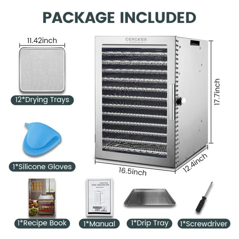 Food-Dehydrator Machine 12 Stainless Steel Trays, 10.9ft² Meat Dehydrator for Jerky, 800W Dryer for Herbs, 190ºF Temperature Control,24H Timer,Powerful Drying Capacity for Fruits,Yogurt - Image 4