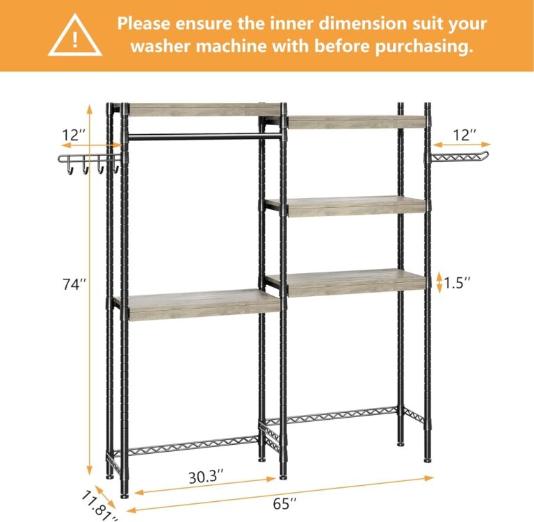 IDEALHOUSE Over The Washer and Dryer Storage Shelf- Laundry Room Organization Space Saving Laundry Drying Clothes Racks Heavy Duty Adjustable Height Bathroom Shelf for Home Decor (Wood, 30" A+B) - Image 8