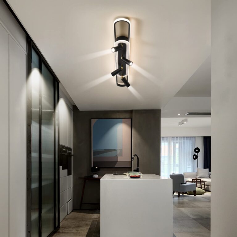 Modern LED Ceiling Light 6-Light track light Spotlight Frosted Black Geometric Ceiling Light Lighting Fixture Dimmable Remote Control Living Bedroom Kitchen Dining Room Fixture - Image 6