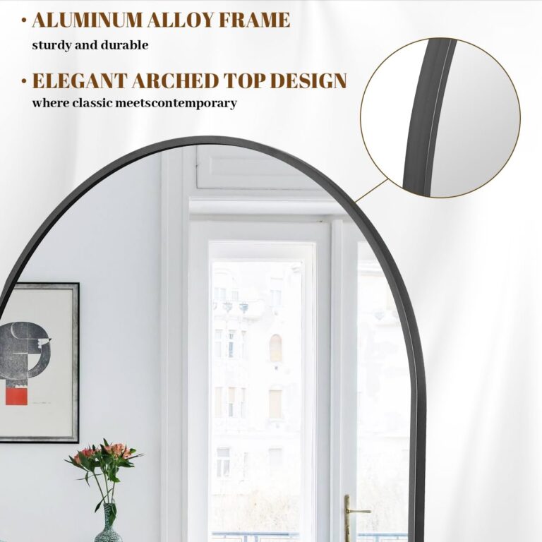 Koonmi 30"x71" Arched Full Length Mirror, Black Large Floor Mirror with Aluminum Alloy Frame Standing Hanging or Leaning Wall-Mounted Full Body Mirror for Living Room and Bedroom - Image 7