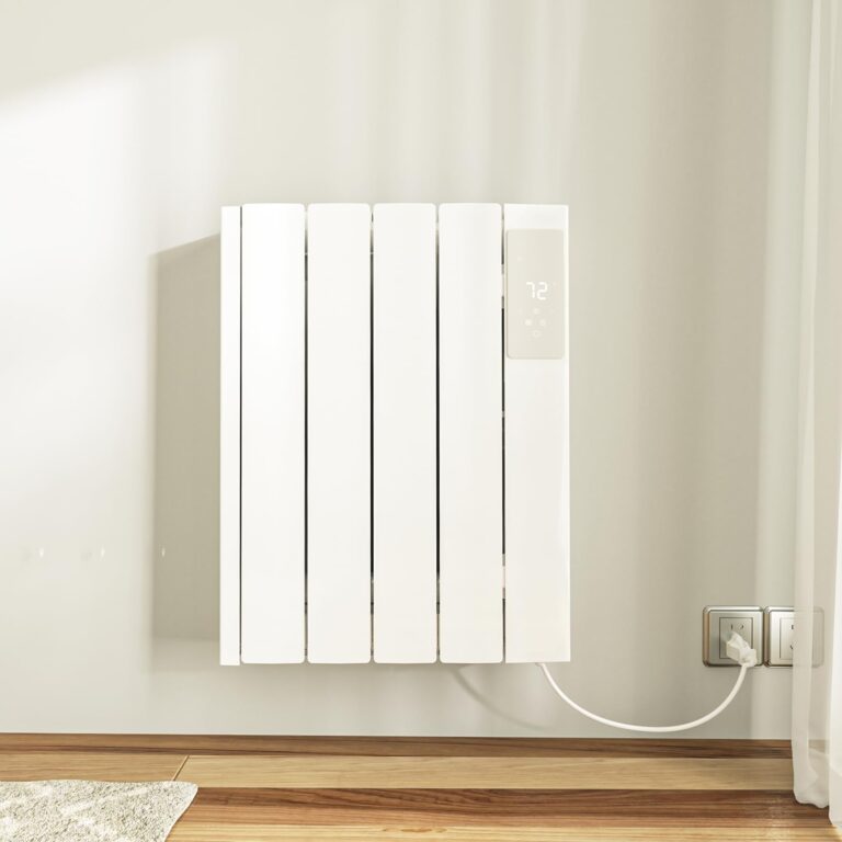 BREEZEHEAT 800w Convection Panel Heater-Portable Electric Heaters, Plug-in Wall Heaters for Indoor Use, Fanless Ultra Quiet, Wall Mount Space Heater w/Remote Control, LED Display, Timer (White)