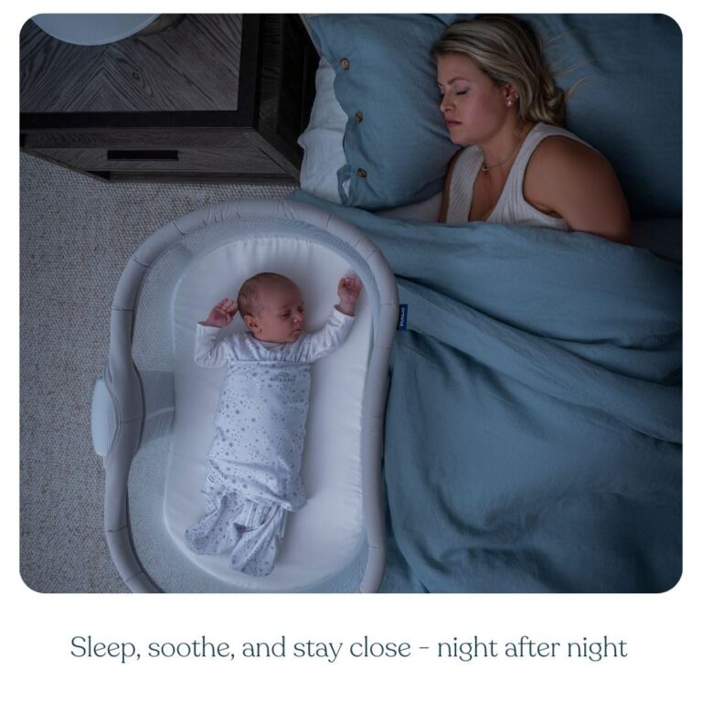 HALO BassiNest Soothing Swivel Sleeper 3.0S – Over-Bed Baby Bassinet with 360 Rotation, Adjustable Height, Breathable Mesh, Calm Sounds & Vibrations, Safe Close Sleeping, Lowering Wall for Easy Access - Image 7