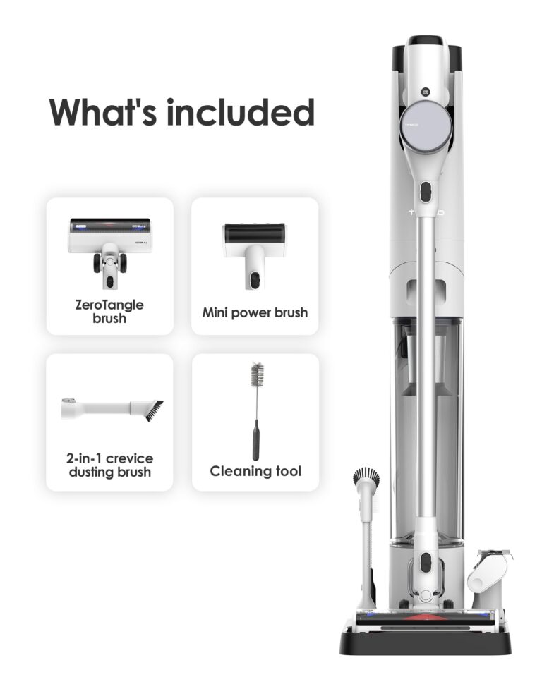 Tineco Pure ONE Station Cordless Vacuum Cleaner with 3L Auto Dust Base, Smart Stick Vacuum Cleaner Powerful Suction & Lightweight, ZeroTangle Brush for Hard Floor, Carpet & Pet Hair, White - Image 2