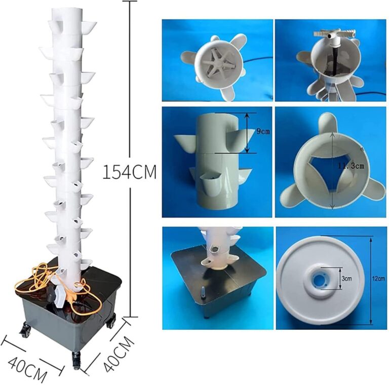 Hydroponic Tower Self-Watering Growing System, 45 Holes Indoor Vertical Gardening Grow Kit, Farm Greenhouse Hydroponic Grow System with Water Pump and Movable Water Tank - Image 7