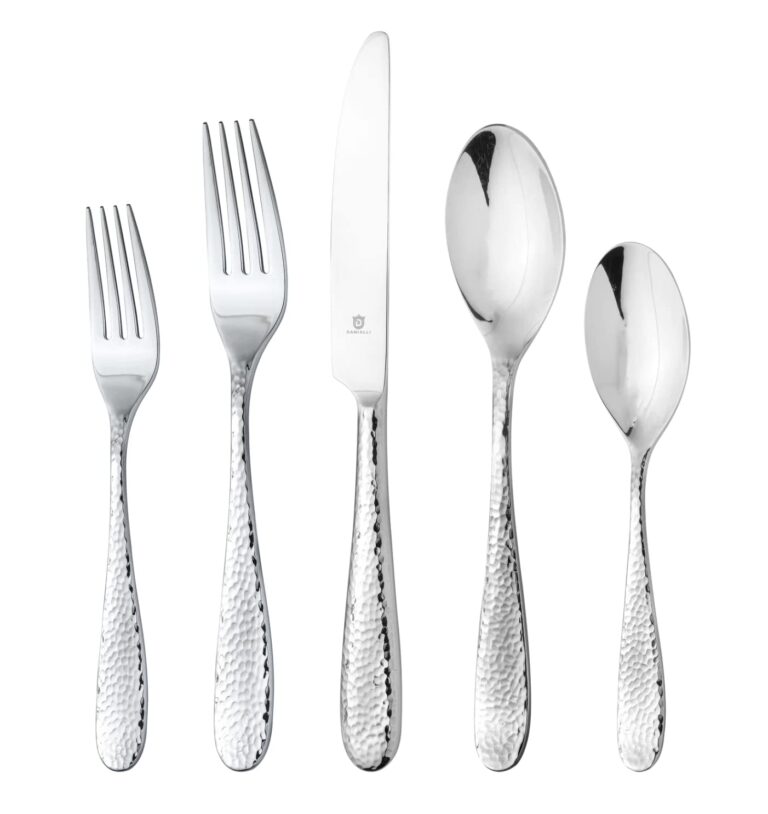 Danialli 60-Piece Fidenza Hammered 18/10 Stainless Steel Silverware Cutlery Set, Flatware Service for 12, Built to Last Commitment
