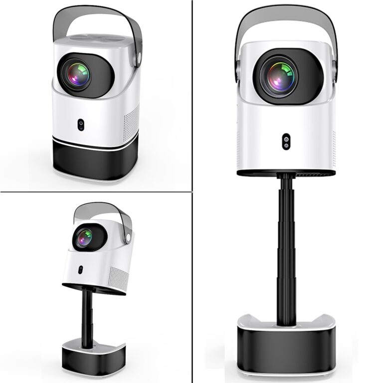 [29" Foldable stand] Portable Projector with WIFI and Bluetooth, Outdoor Movie Projector with Native 1080P, 600 ANSI, Electric Focus, Auto keytone, Dolby Audio, Smart Projector with Built in APPS