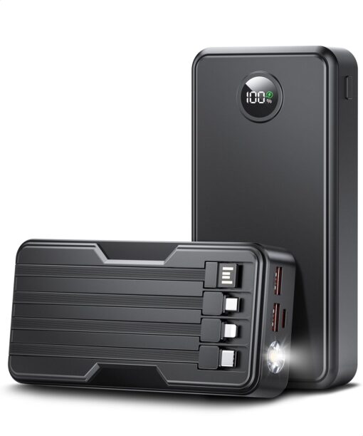 Power Bank 40000mAh Portable Charger 22.5W Fast Charger with 5 Outputs & 2 Inputs LED Display Equipped with Flashlight External Battery Pack for iPhone 16/15/14, Samsung, Etc
