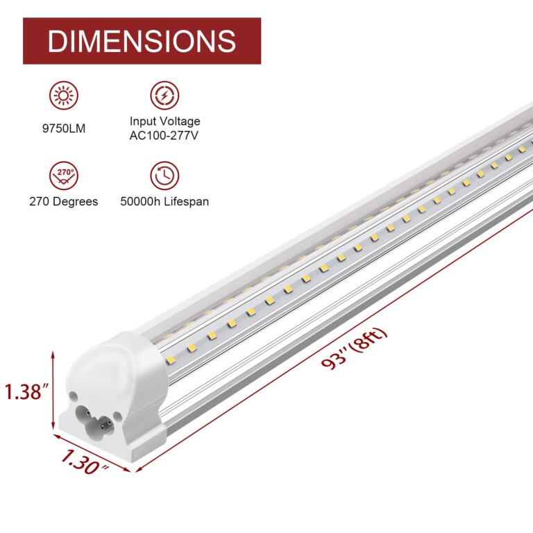 Kihung 8 Pack 8FT LED Shop Light, V Shape T8 LED Garage Light, 6000K Super Bright White, 9750LM, 75W, Linkable Shop Lights for Garage, Workshop, Basement, Clear Lens - Image 5