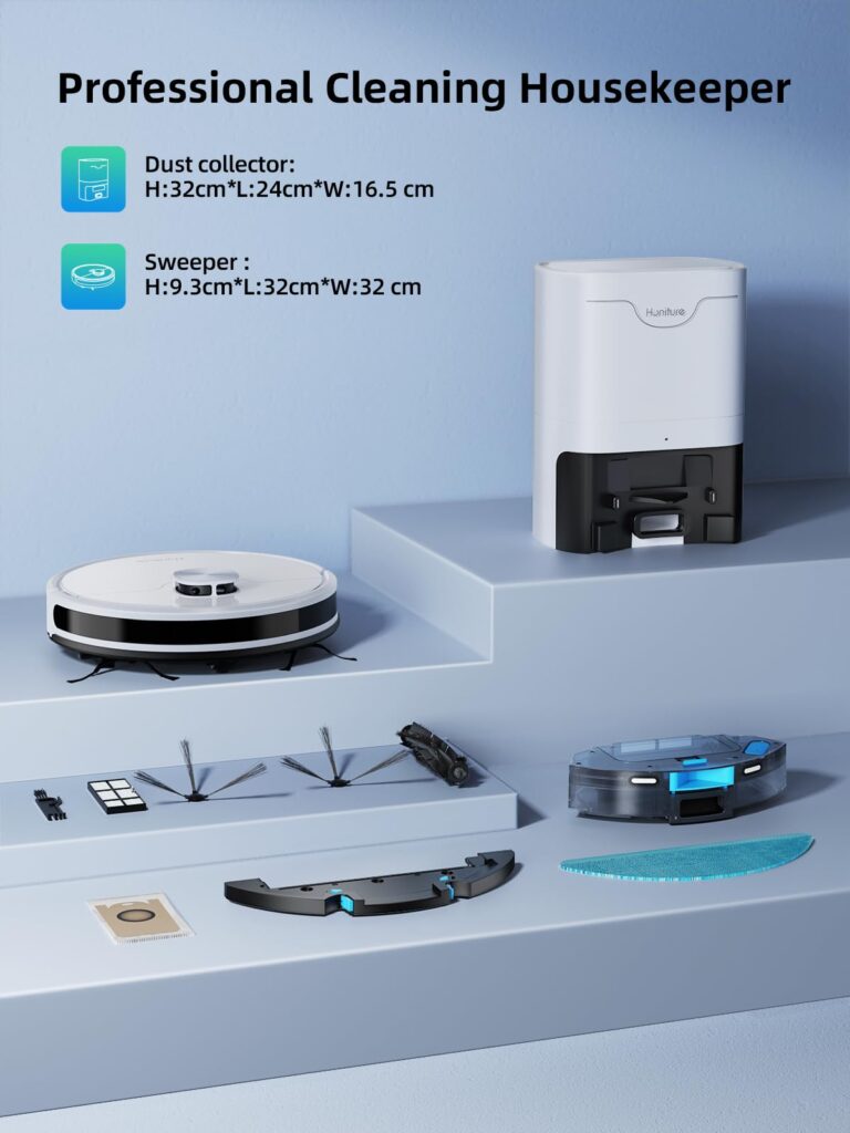 HONITURE Robot Vacuum and Mop Combo,Q6 SE Robot Vacuum Cleaner with Self-Emptying,3500pa Max Suction Laser Navigator Robotic Vacuum with Smart Mapping,180 Mins Run-Time,App Control,Ideal for Pet Hair - Image 2