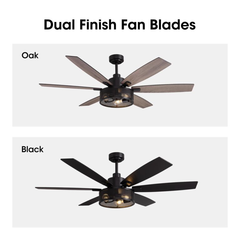 LuminFan 60 Inch Ceiling Fans with Lights and Remote Control, Farmhouse Ceiling Fan for Bedroom Living Room and Patio, Black Caged Ceiling Fan for Indoor and Outdoor - Image 7