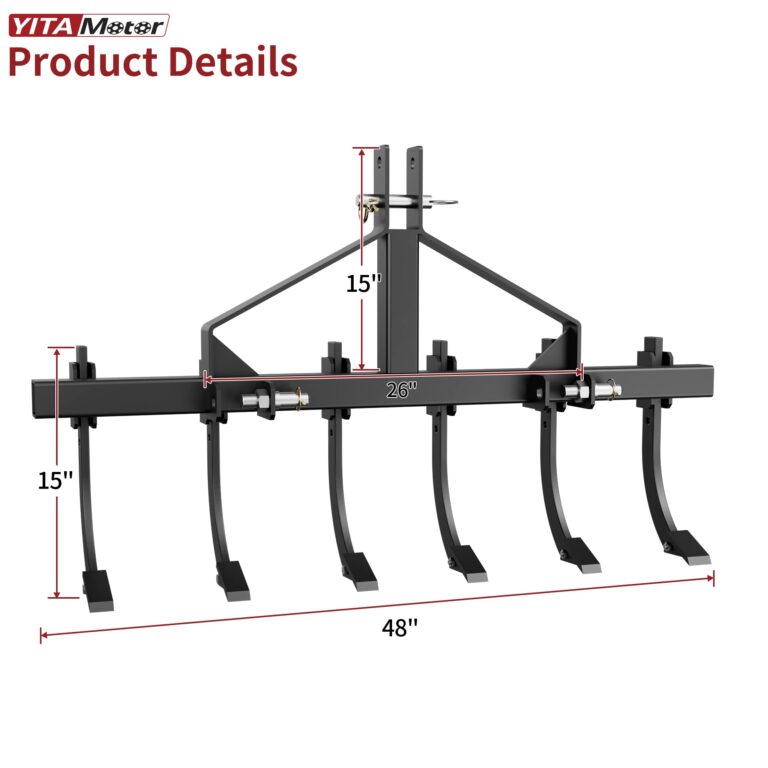 YITAMOTOR Chisel Plow Scarifier, Detachable Cultivator with 6 Scarifier Shank, 3 Point Scarifier for CAT-0 & CAT-1 - Image 6