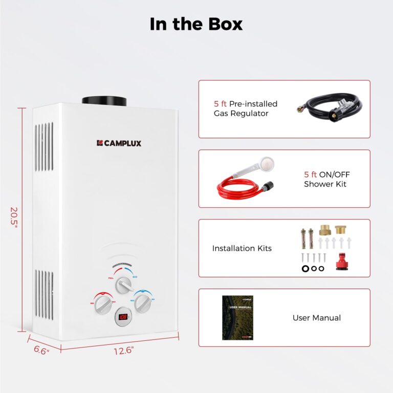 CAMPLUX Propane Water Heater, 2.11GPM Portable Water Heater for Camping, 55,000 BTU Portable Hot Water Heater Outdoor, BW211, White - Image 3