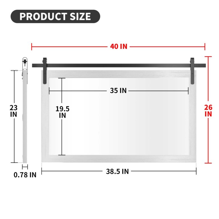 PAIHOME Large White Bathroom Mirror, Farmhouse Horizontal Rustic Square Mirror for Wall Wood Framed Vanity Mirrors, Barn Door Style Decor Living Room Entryway Bedroom Mirrors, 40x26INCH - Image 7