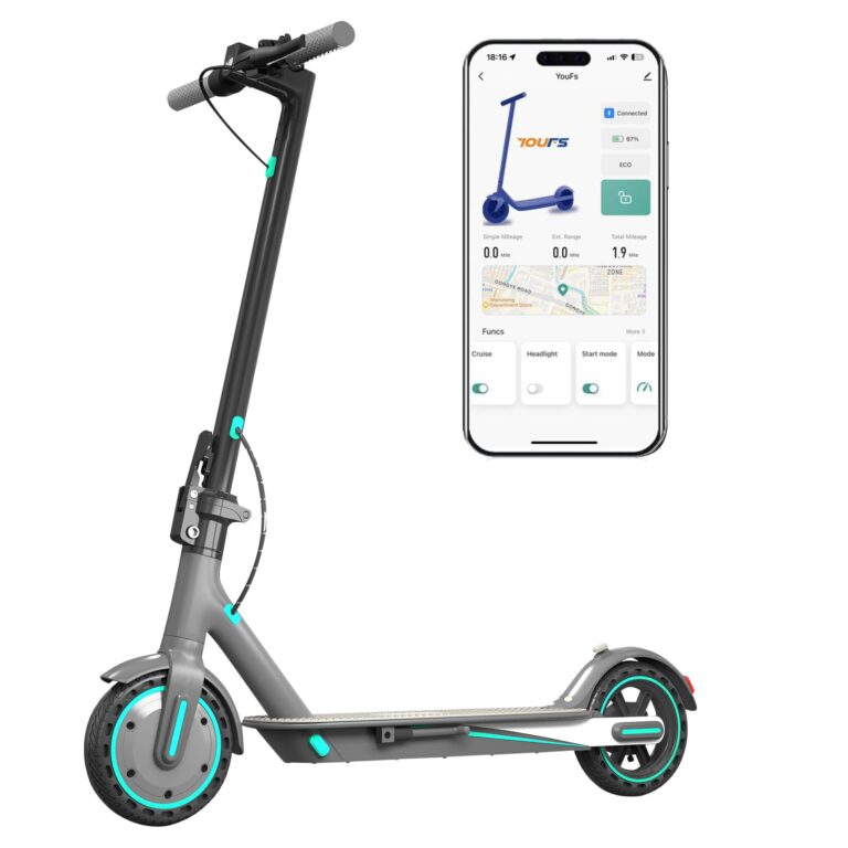 Electric Scooter for Adults, Up to 19 Mph, 19 Miles Range & 264 lbs Load, Aluminum Alloy E-Scooter with 350W Motor, Foldable Escooter with Dual Braking System and App Control (Blue)