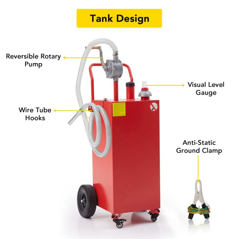 GarveeTech 40 Gallon Fuel Gas Caddy Tank Gasoline Diesel Can Hand Siphon Pump With Rolling Flat-Free Solid Rubber Wheels for Boat, Atv, Car, Motorcycle - Image 6