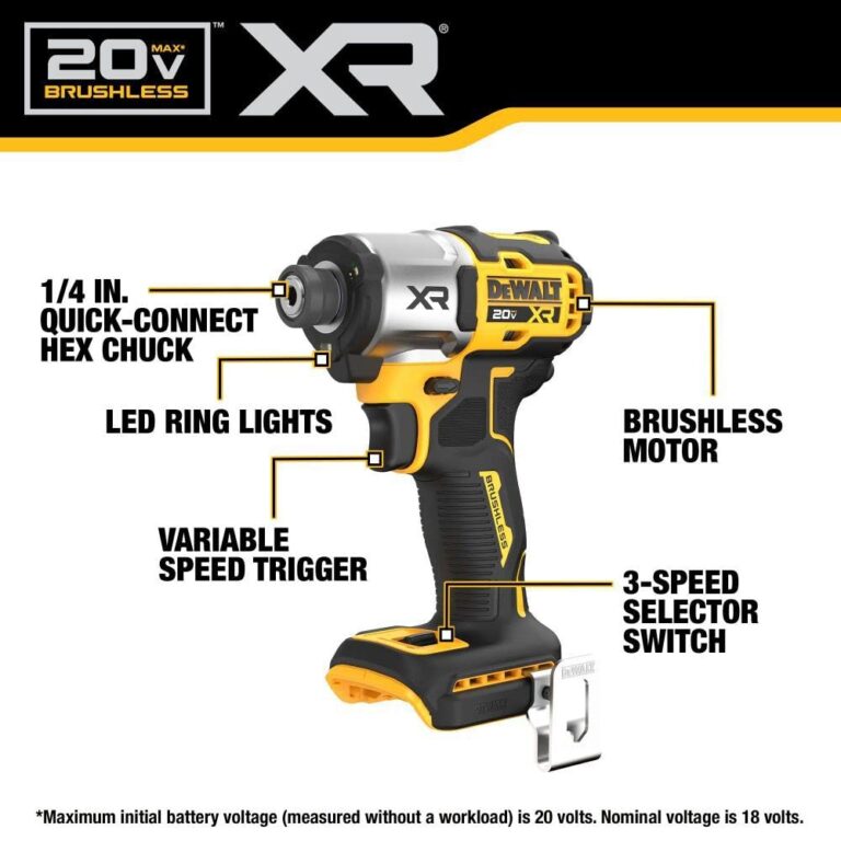 DEWALT 20V MAX Impact Driver, Cordless, 3-Speed, Battery and Charger Included (DCF845P1) - Image 6