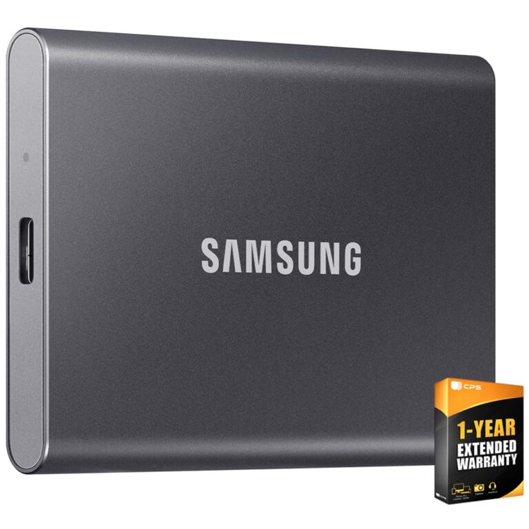 SAMSUNG Portable SSD T7, 4TB External Solid State Drive, Speeds Up to 1,050MB/s, USB 3.2 Gen 2 Bundle with 1 YR CPS Enhanced Protection Pack