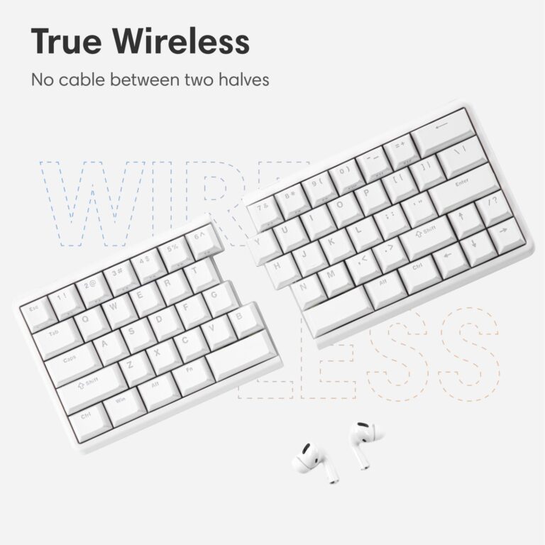 NocFree Wireless Ergonomic Split Mechanical Keyboard with Wrist Rest- Tactile, RGB, Hot-Swappable, Compact 60% Layout, Foam Palm Rest, Programmable for Mac & Windows, PBT Keycaps - Image 4