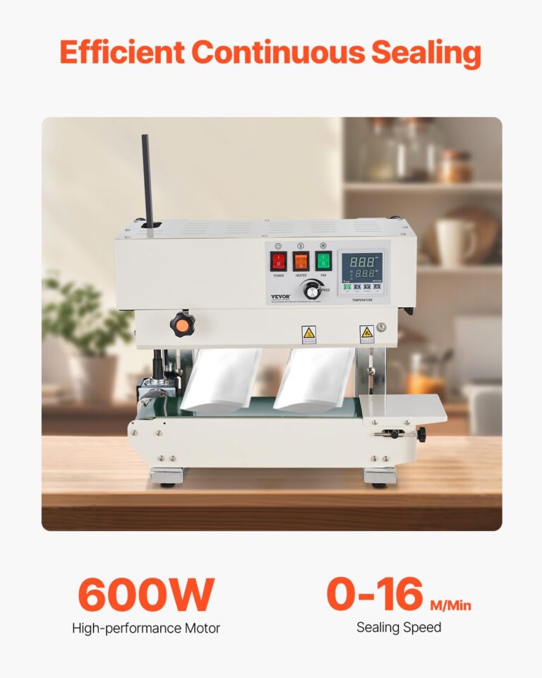 VEVOR Continuous Bag Band Sealing Machine, 0.24-0.47 in/6-12 mm Seal Width, Vertical Band Sealer Machine with Digital Temperature Control, Carbon Steel Bag Sealer for 0.02-0.8 mm Plastic Bags Films - Image 9