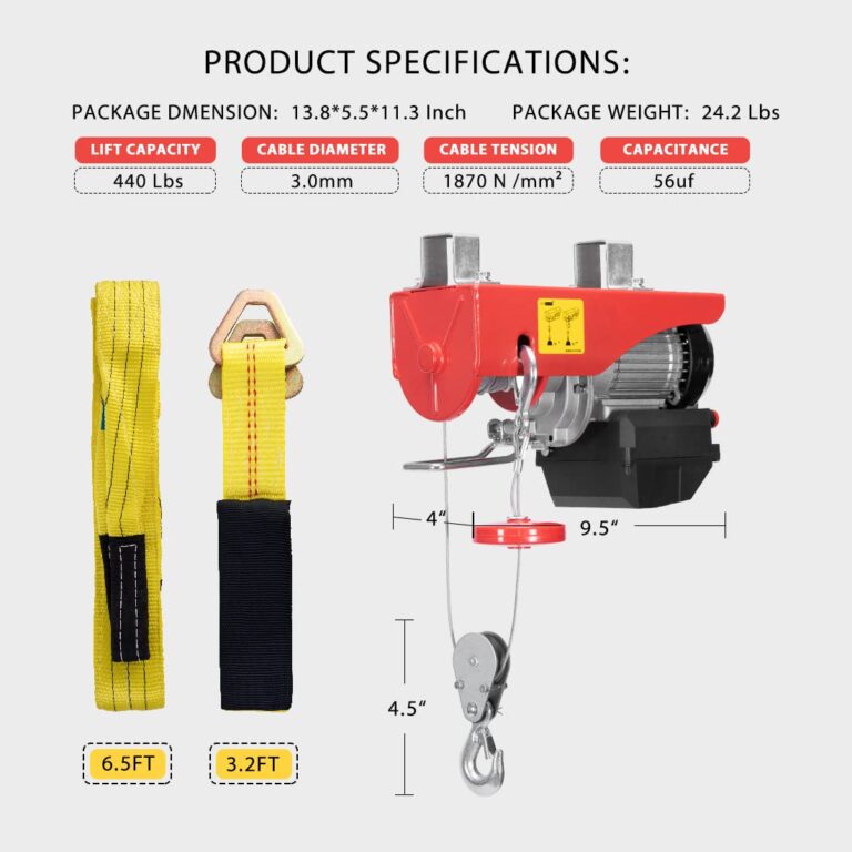 VIVOHOME Electric Hoist, 110V 440 Lbs Winch with Wireless Remote Control, Zinc-Plated Steel Wire Hoist for Garage, Warehouses, Factories 38ft Lifting Height with Emergency Stop Switch ETL Listed - Image 3