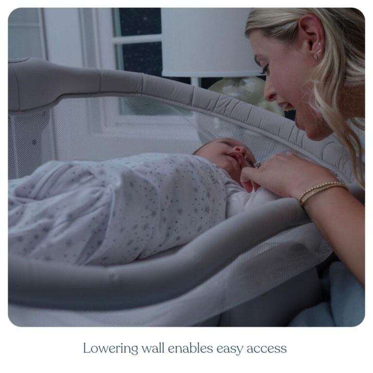 HALO BassiNest Soothing Swivel Sleeper 3.0S – Over-Bed Baby Bassinet with 360 Rotation, Adjustable Height, Breathable Mesh, Calm Sounds & Vibrations, Safe Close Sleeping, Lowering Wall for Easy Access - Image 6