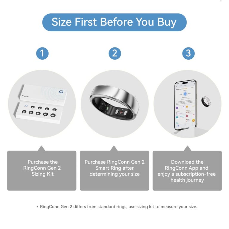 RingConn Gen 2, World’s First Smart Ring with Sleep Apnea Monitoring, No APP Subscription, 12-Day Battery Life, Stress/Heart Rate/Women's Health Tracker, Android & iOS Compatible (Silver, Size 10) - Image 7