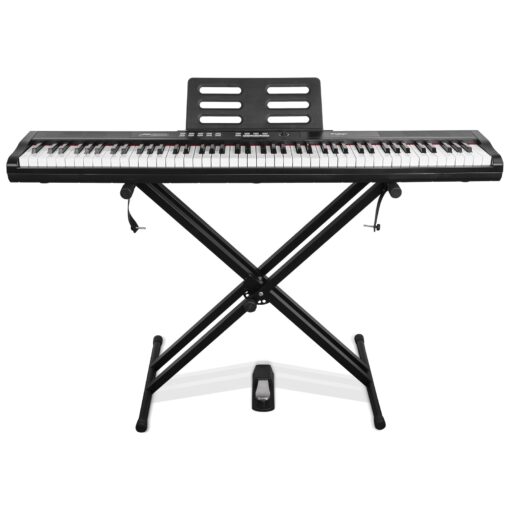 STRICH Digital Piano Keyboard with Stand - Full Size Electric Keyboard with Semi-Weighted 88 Keys, Sustain Pedal, Music Rest - 900 Sounds, 700 Rhythms, Portable Design for Beginners, Black, SEP-150