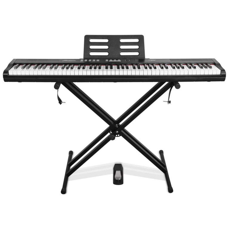 STRICH Digital Piano Keyboard with Stand - Full Size Electric Keyboard with Semi-Weighted 88 Keys, Sustain Pedal, Music Rest - 900 Sounds, 700 Rhythms, Portable Design for Beginners, Black, SEP-150