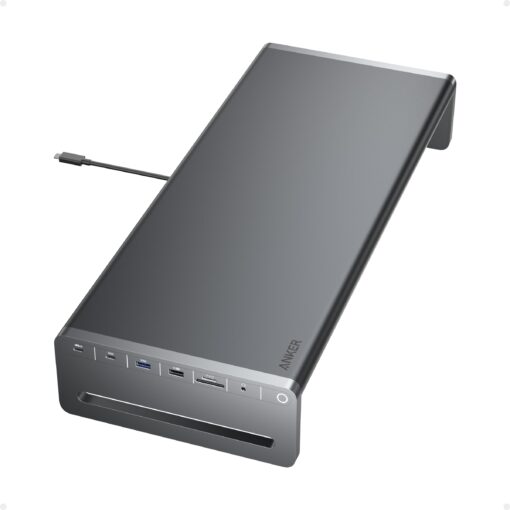 Anker USB-C Hub, 10-in-1 Aluminum Monitor Stand with 100W PD, 5Gbps USB Ports, and 4K@60Hz HDMI Display, Built-in 3.3 ft Cable, Clutter-Free Desk for MacBook, Dell, and Full-Function USB-C Devices