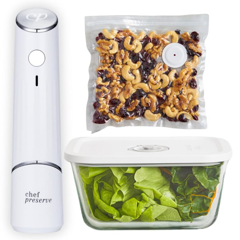 Chef Preserve Ultimate Bundle (Compact Vacuum Sealer + 3 Glass Vacuum Containers + 30 Vacuum Bags)