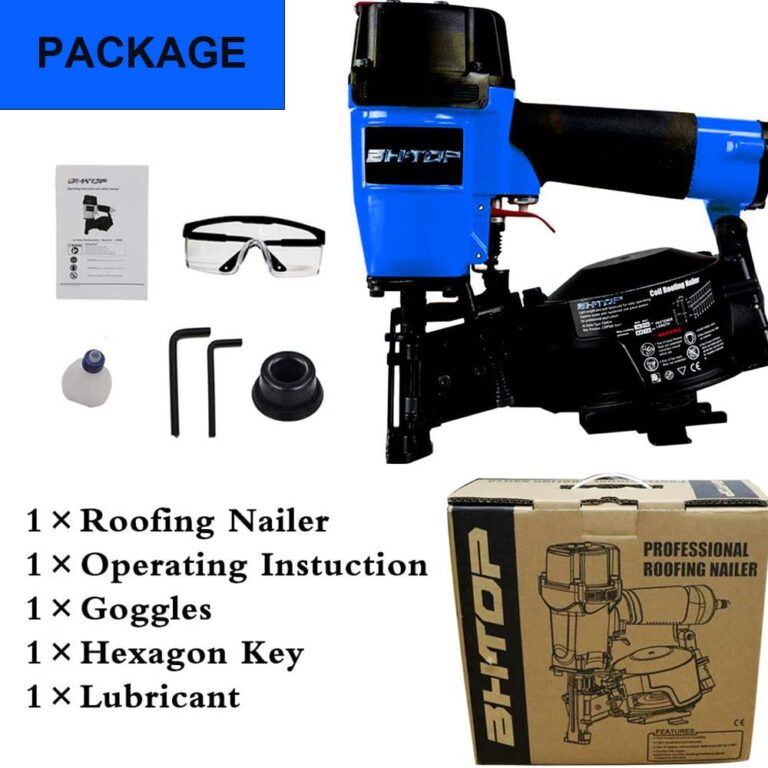 BHTOP CN45N Roofing Nailer, 15 Degree Roofing Nail Gun, 3/4-Inch to 1-3/4-Inch Coil Nails, 120-pcs Load Capacity Coil Nailer in Blue - Image 2