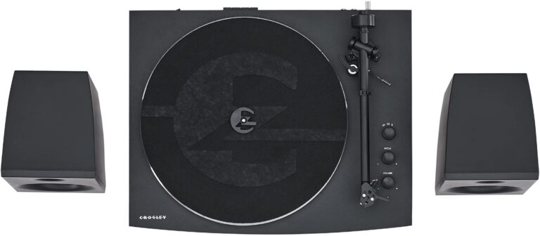 Crosley T150C-BK 2-Speed Bluetooth Turntable Record Player System with Weighted Tone Arm and Stereo Speakers, Black - Image 5