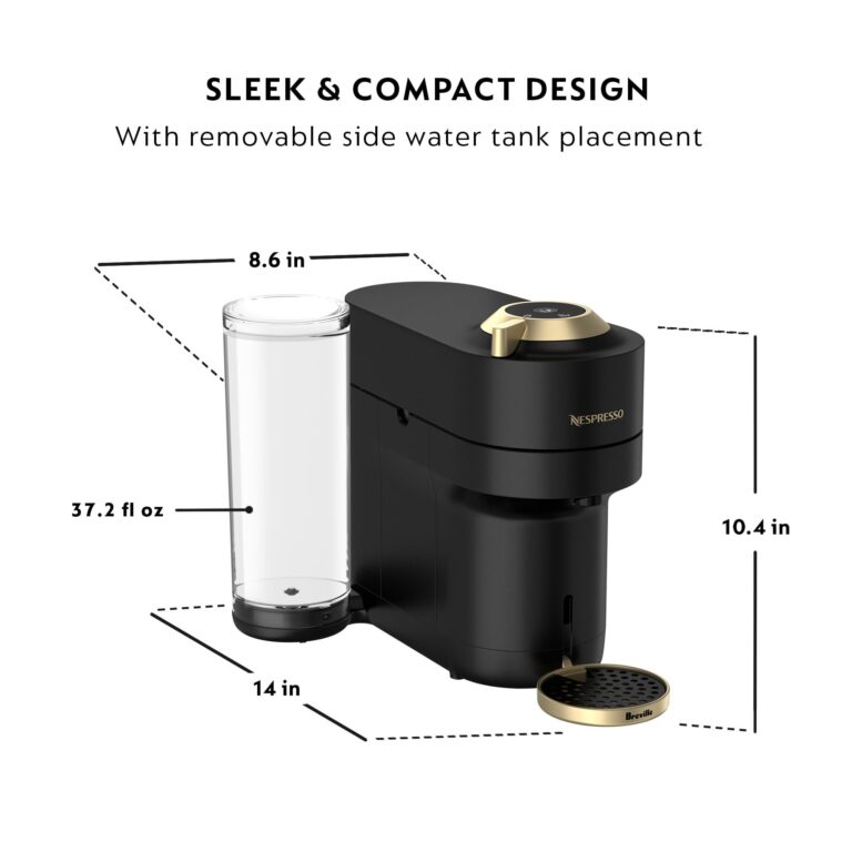 Nespresso Limited-Edition Vertuo Pop+ Deluxe Coffee and Espresso Maker by Breville with Milk Frother, Matte Black Gold - Image 3