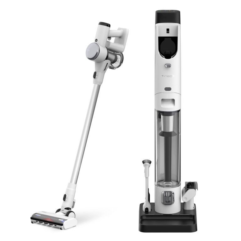 Tineco Pure ONE Station Cordless Vacuum Cleaner with 3L Auto Dust Base, Smart Stick Vacuum Cleaner Powerful Suction & Lightweight, ZeroTangle Brush for Hard Floor, Carpet & Pet Hair, White