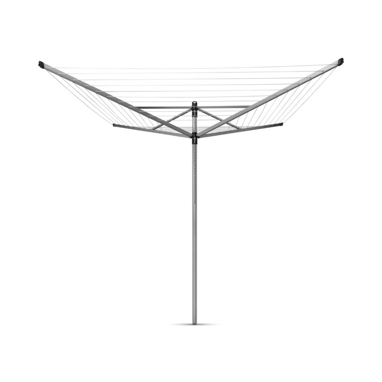 Brabantia Lift-O-Matic Outdoor 4 Arm Clothesline (197 ft/Ø 1.8") Height Adjustable, Folding Clothes Drying Rack + Ground Spike & Cover (Gray) - Image 8