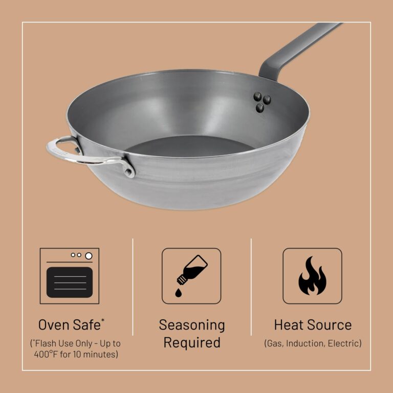 de Buyer MINERAL B Carbon Steel Country Fry Pan - 12.5” Diameter, 8.9” Cooking Surface - Ideal for Sauteing, Simmering, Deep Frying, Stir Frying, One-Pan Meals - PFAS, PFOA, PFOS Free - Made in France - Image 7