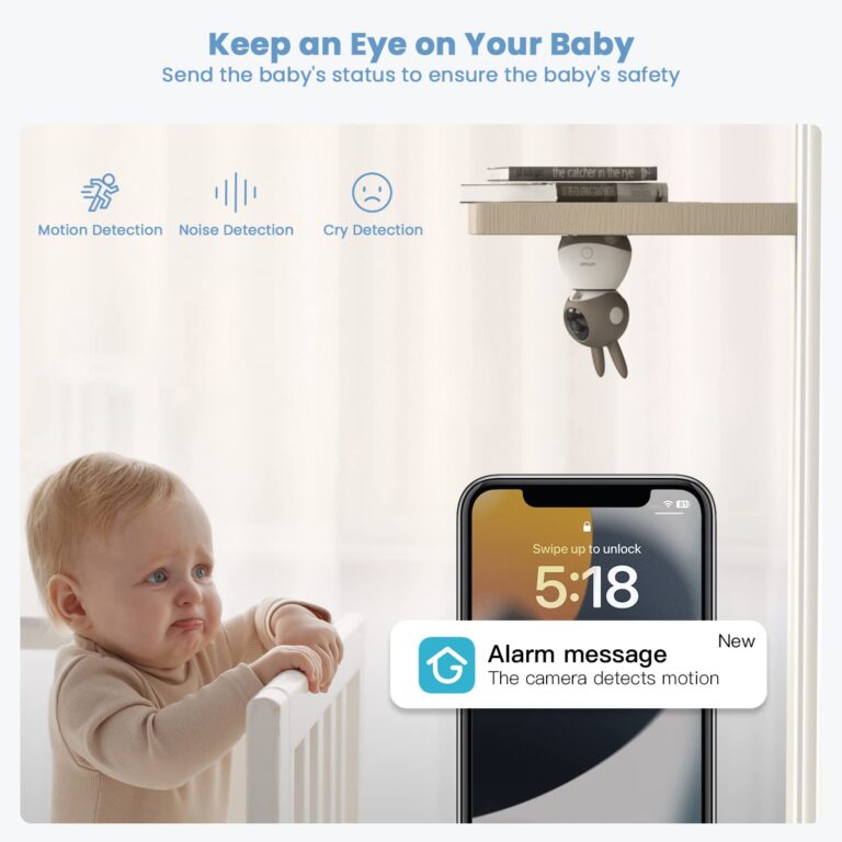 ieGeek 2K Split-Screen Baby Monitor, 5" Audio Baby Monitor with 2 Cameras, WiFi Smartphone Video Dual Camera, Night Vision, Motion & Cry Detection, Two Way Talk Temper &Humidity Sensor - Image 7