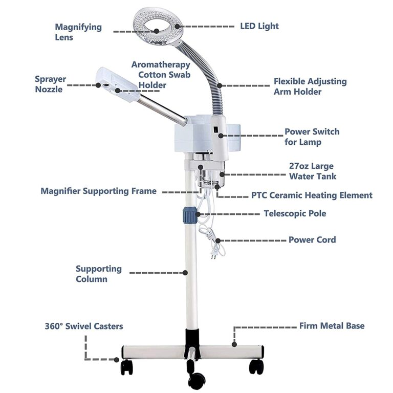 2 in 1 Professional Ozone Nano Ionic Face Steamer with 5X Magnifying Lamp, Large Aromatherapy Facial SteamerHumidifier Vaporizer Mist Steam Inhaler for Salon Spa Beauty Skin Care, White - Image 6