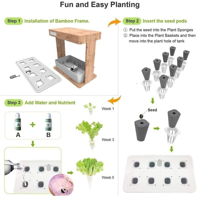 Hydroponics Growing System, Indoor Garden with LED Light, Auto Timer, Herb Garden Kit, Indoor Hydroponic Planter, Gardening Gifts for Women - Image 8