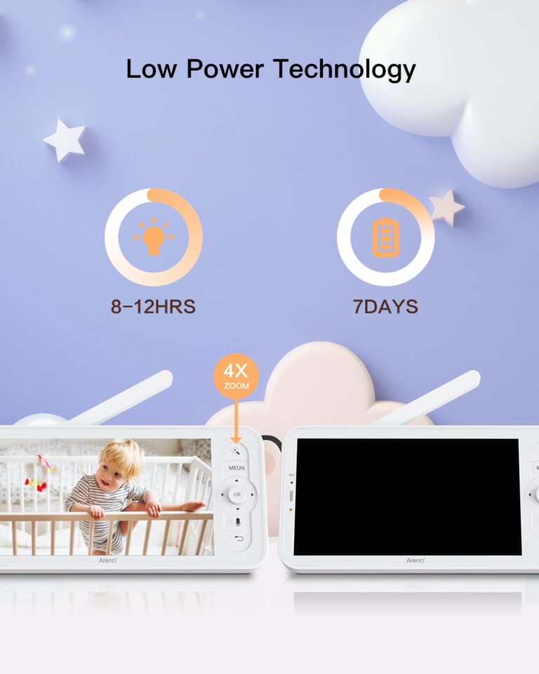 ARENTI Split-Screen Baby Monitor, 5" HD Video Baby Monitor with 4 Cameras and Audio, 720P Color Display,Night Vision, 4X Zoom,Temp& Humidity Sensor(4 Camera) - Image 3