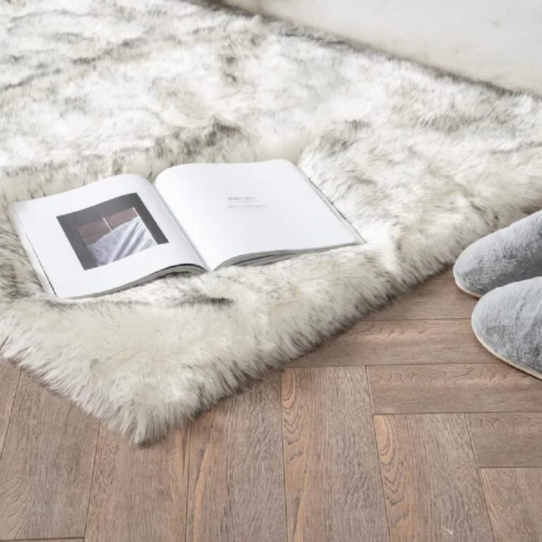 ORINOVA White and Grey Area Rugs 9x12 Living Room Large Washable Faux Fur Rugs for Bedroom Nursery Shaggy Sheepskin Fur Rectangle Rug - Image 8
