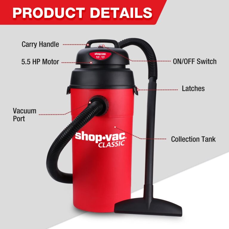 Shop-Vac 5 Gallon 5.5 Peak HP Wet/Dry Vacuum, Wall Mountable Compact Shop Vacuum with 6-23' Extra Long Hose & Attachments, Ideal for Jobsite, Garage, Car & Workshop. 9522236 - Image 5