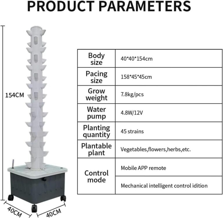 AMNOOL 45-Hole hydroponic Planting Tower Hydroponic Tower Planting Points Indoor Vertical Gardening Greenhouse Farm hydroponic Planting kit - Image 7