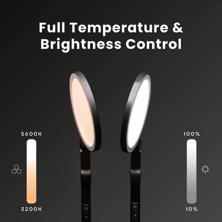 LUME CUBE Edge Light 2.0 LED Black Desk Lamp | Dimmable Home Office Desk Light with USB Charging Port & Strong Swing Arm | Adjustable Color Temperature and Brightness | Circle Webcam Light - Image 6