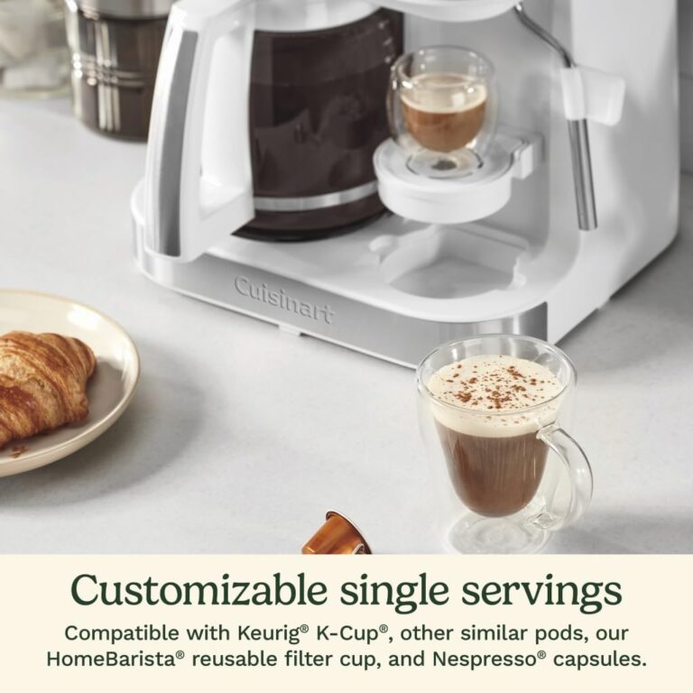 Cuisinart Coffee Maker Barista System, Coffee Center 4-In-1 Coffee Machine, Single-Serve Coffee, Espresso & Nespresso Capsule Compatible, 12-Cup Carafe, White, SS-4N1W - Image 4