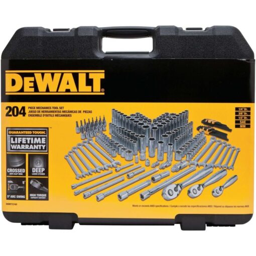 DEWALT Mechanics Tools Kit and Socket Set, 204-Piece, 1/4" & 3/8" & 1/2" Drive, MM/SAE (DWMT72165) - Image 4