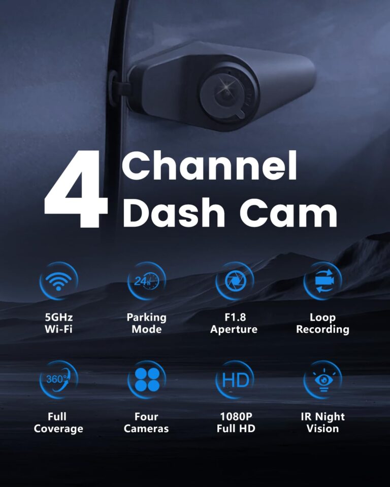 Sprleaf 4-Channel Dash Cam, 360° Dashcam with Front and Rear Cameras,128GB Card Included, 5G Wi-Fi and App Control, Night Vision, WDR, 24-Hour Parking Mode, Collision Detection - Image 7