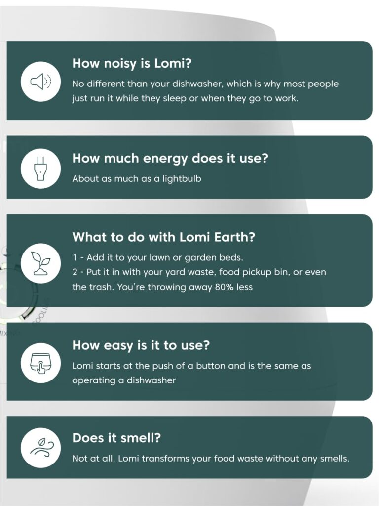 Lomi 1.3 – 3L, Electric Composter (45 Cycles), World’s First Smart Waste That Turns Waste into Natural Fertilizer with a Single Button, Indoor Compost - Kitchen Food Recycler (White, Lomi 1.3) - Image 3